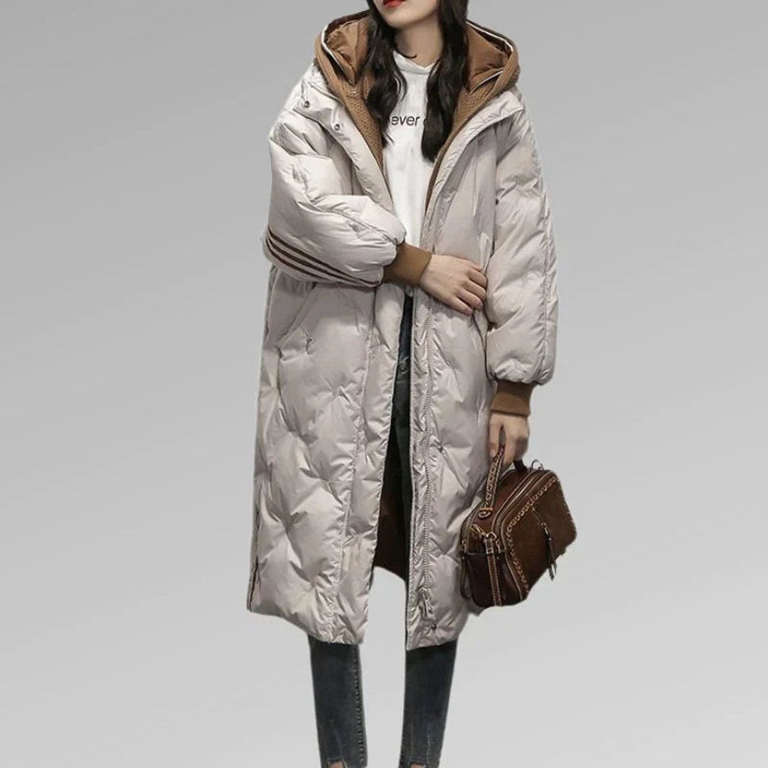 Grace | Women's Longline Quilted Hooded Puffer Coat Ladies Winter Jacket