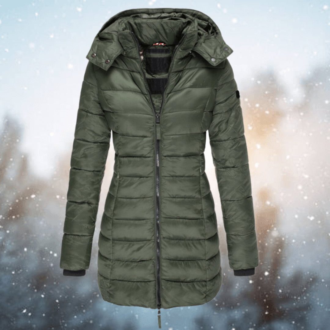 Olivia | Women's Longline Quilted Ladies Puffer Jacket Hooded Coat
