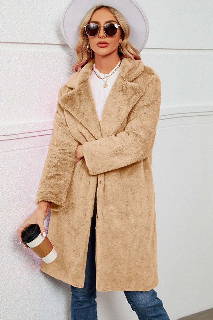 Willow | Women's Longline Teddy Coat Fluffy Lapel Faux Fur Coat