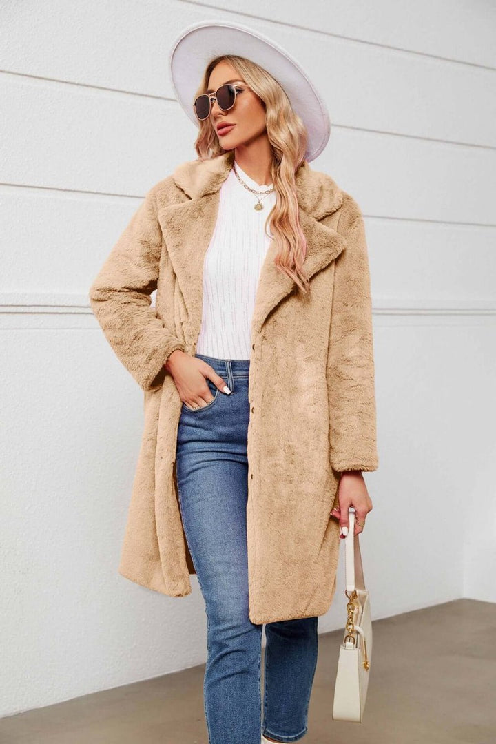 Willow | Women's Longline Teddy Coat Fluffy Lapel Faux Fur Coat