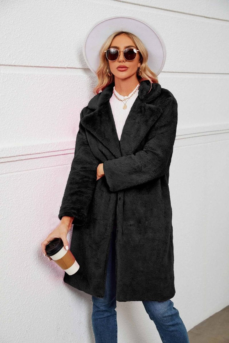 Willow | Women's Longline Teddy Coat Fluffy Lapel Faux Fur Coat
