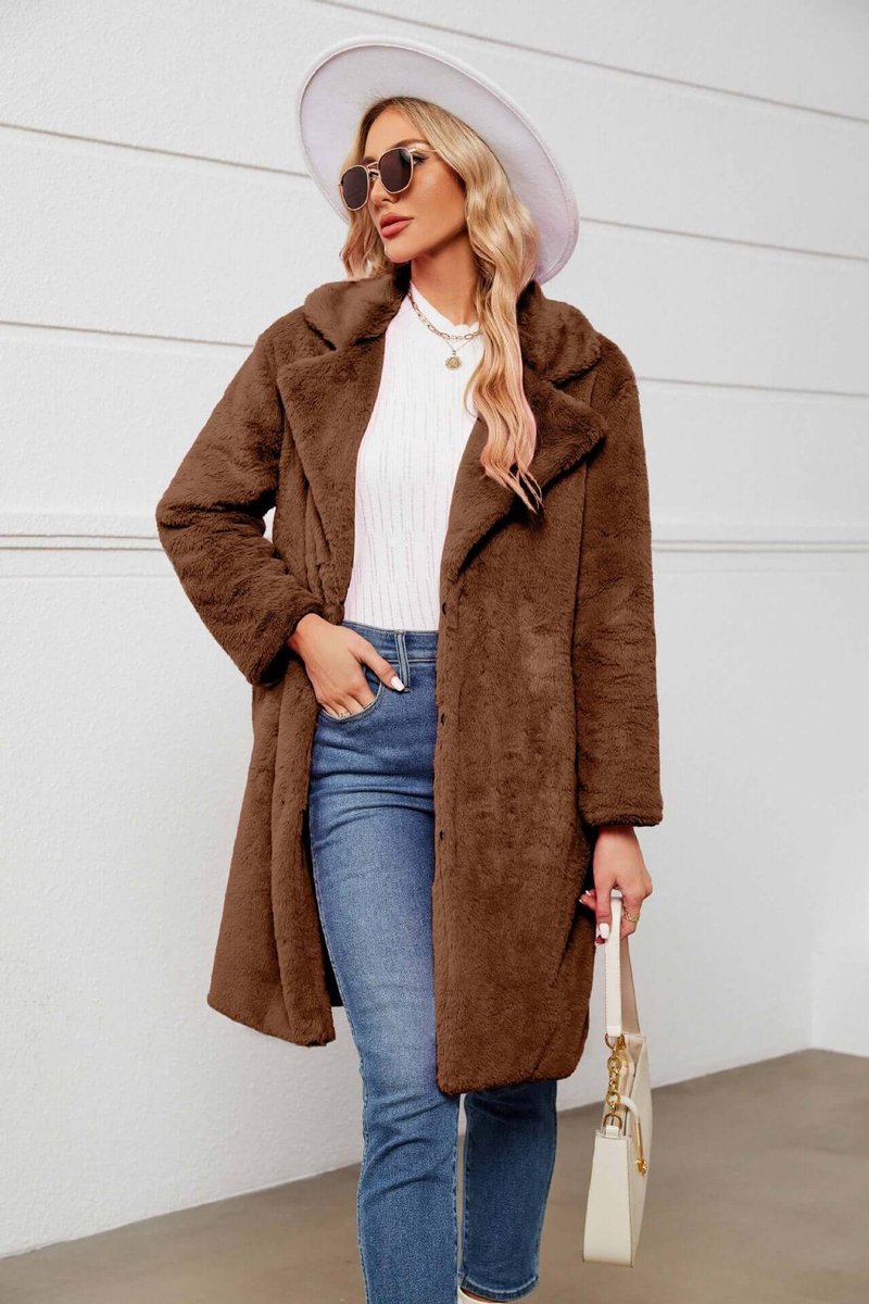Willow | Women's Longline Teddy Coat Fluffy Lapel Faux Fur Coat