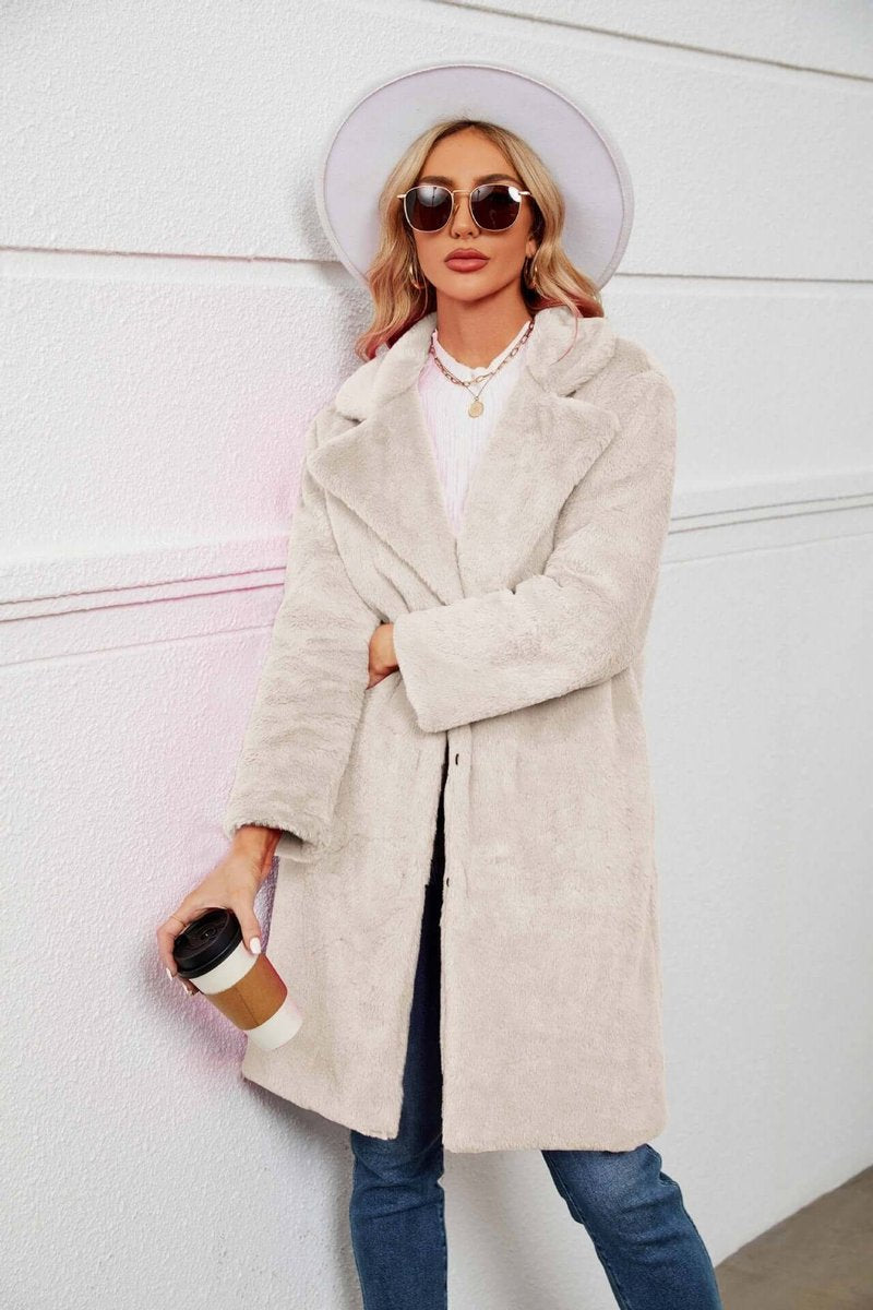 Willow | Women's Longline Teddy Coat Fluffy Lapel Faux Fur Coat