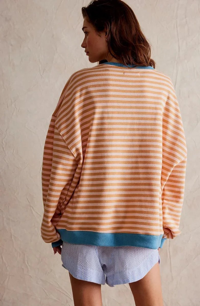 Rosie | Women's Loose-Fit Striped Knitted Jumper Wide Sleeve Crew Neck