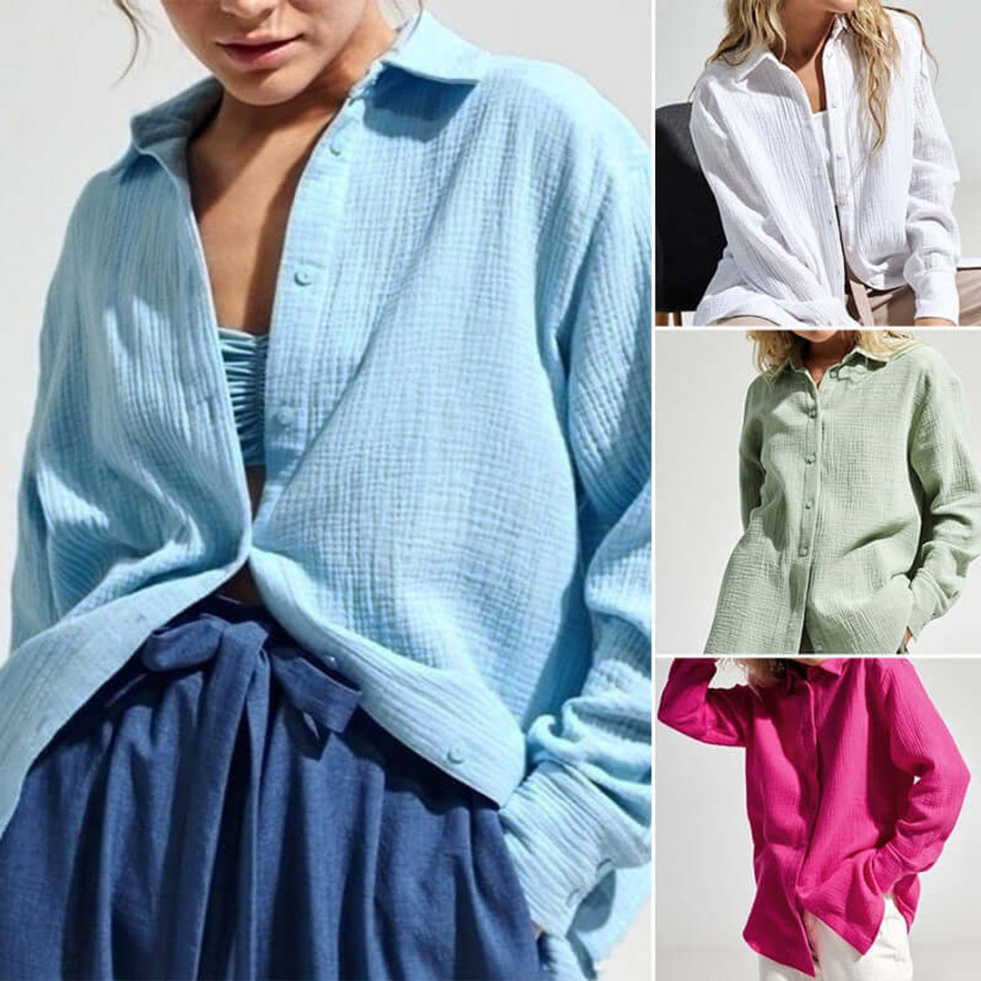 Scarlett | Women's Loose Long Sleeve Blouse Button-Up Casual Shirt