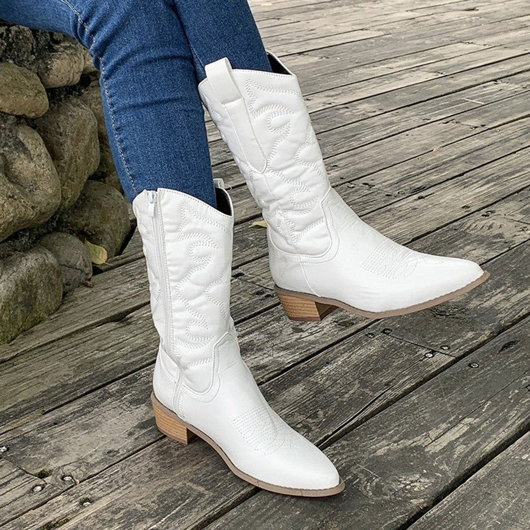 Ella | Women's Metallic Knee-High Heeled Cowboy Western Boots