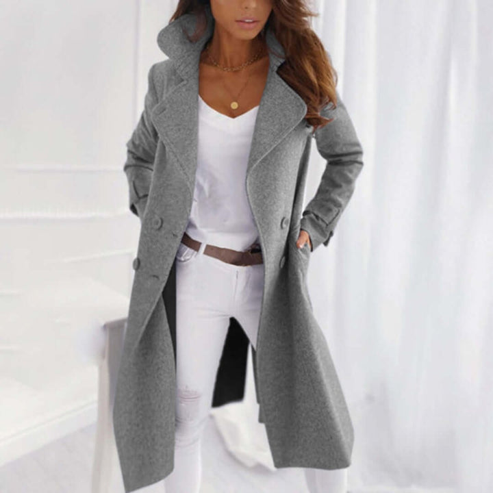 Sienna | Women's Mid-Length Fleece Trench Coat Lapel Double-Breasted Wool Coat