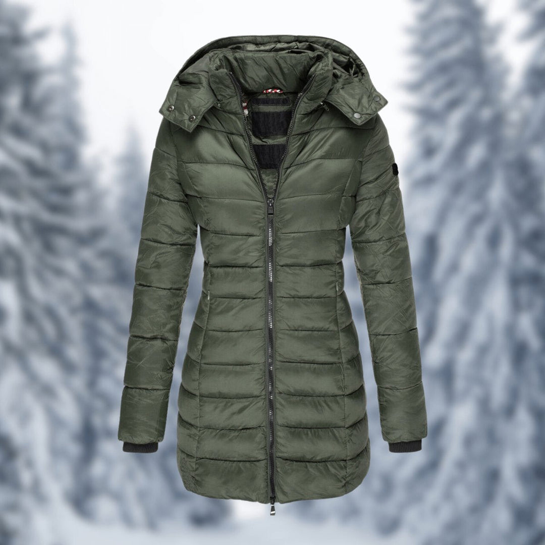 Lily | Women's Mid-Length Quilted Ladies Puffer Jacket Detachable Hood