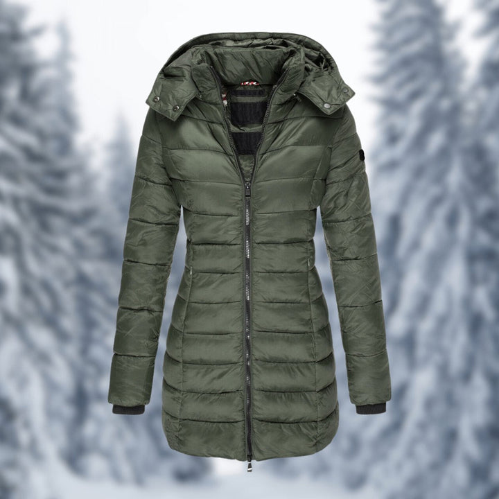 Lily | Women's Mid-Length Quilted Ladies Puffer Jacket Detachable Hood