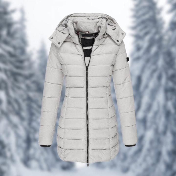 Lily | Women's Mid-Length Quilted Ladies Puffer Jacket Detachable Hood