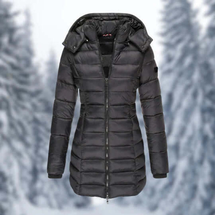 Lily | Women's Mid-Length Quilted Ladies Puffer Jacket Detachable Hood