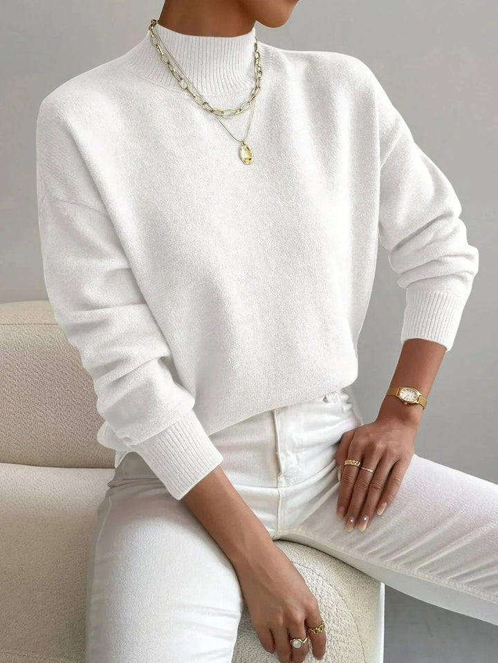 Rosie | Women's Mock Neck Knitted Jumper Long Sleeve Relaxed Fit