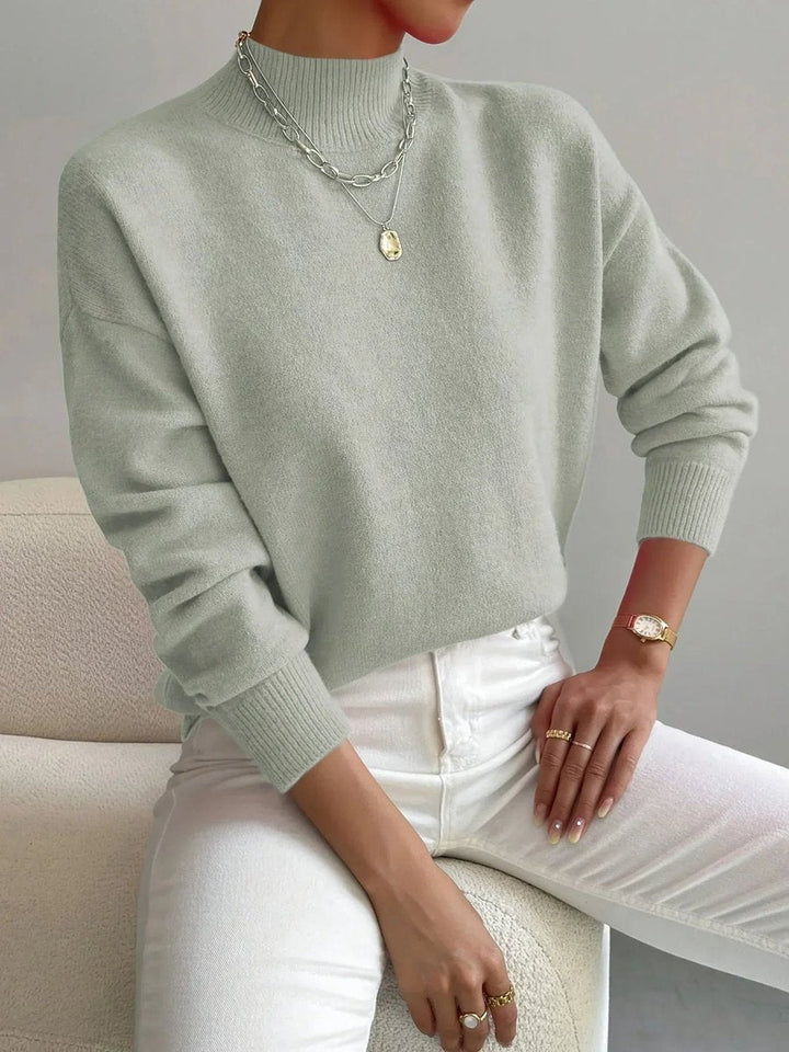 Rosie | Women's Mock Neck Knitted Jumper Long Sleeve Relaxed Fit
