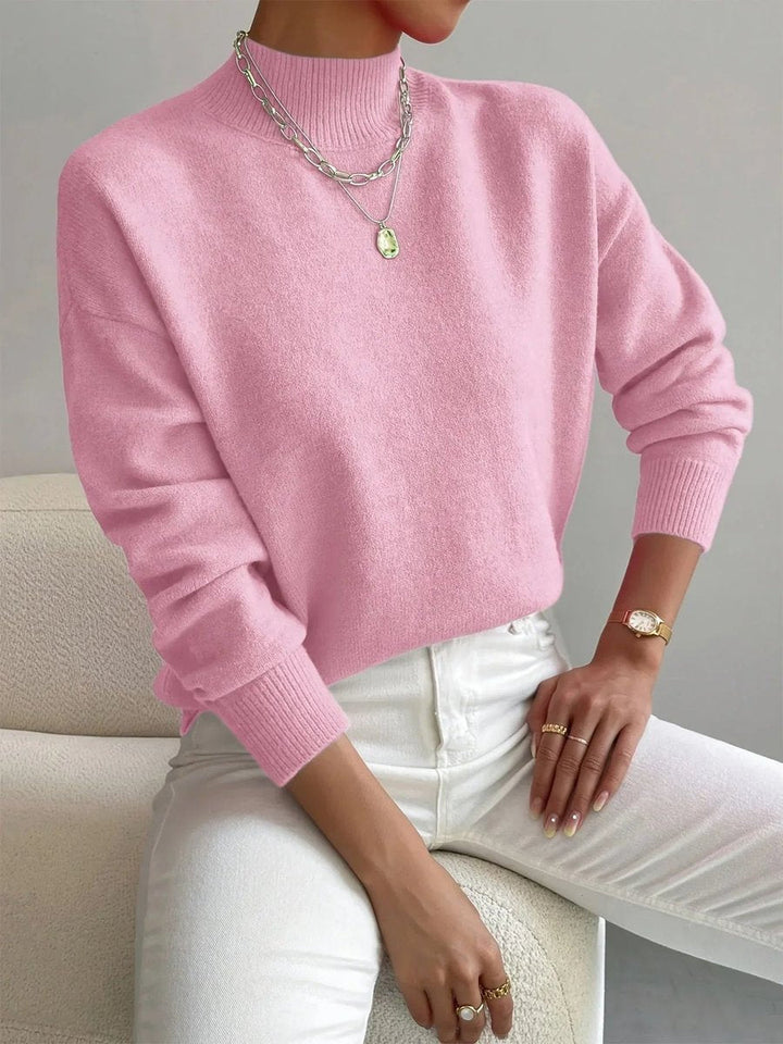 Rosie | Women's Mock Neck Knitted Jumper Long Sleeve Relaxed Fit
