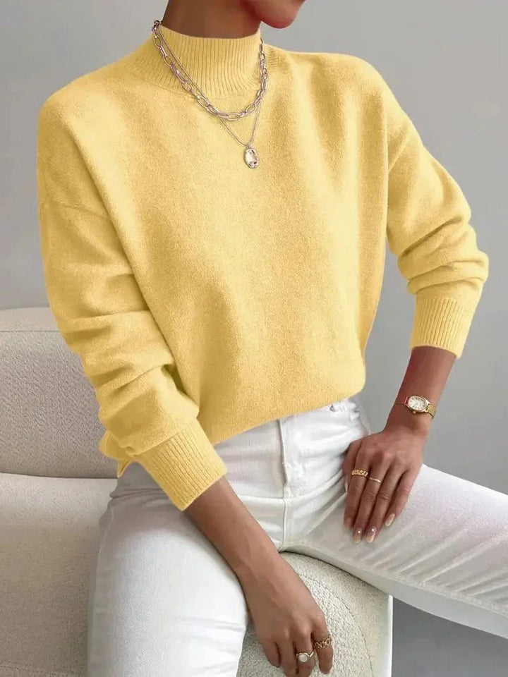 Rosie | Women's Mock Neck Knitted Jumper Long Sleeve Relaxed Fit