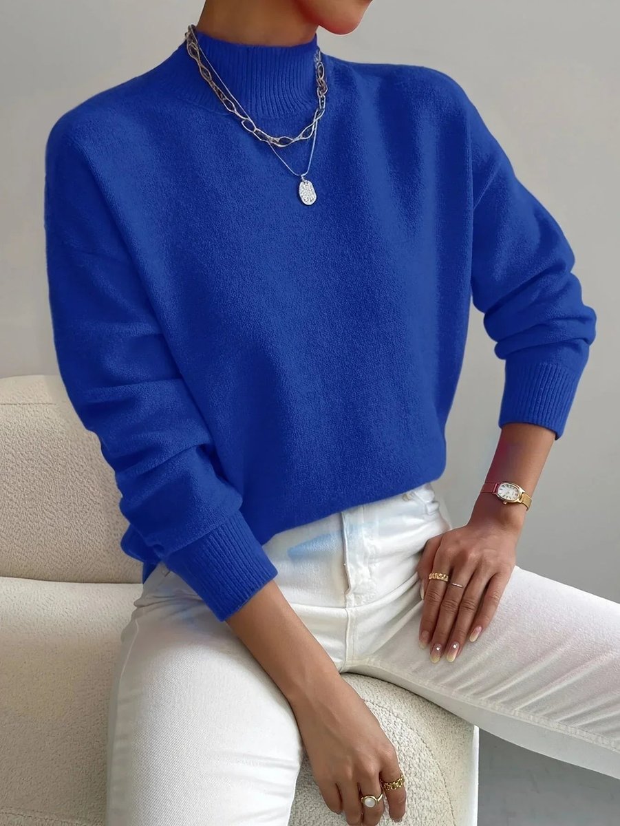 Rosie | Women's Mock Neck Knitted Jumper Long Sleeve Relaxed Fit