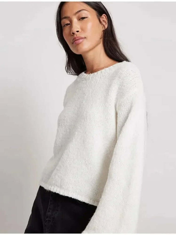 Ava | Women's Open-Back Cropped Knit Jumper Long Sleeve Tie Back
