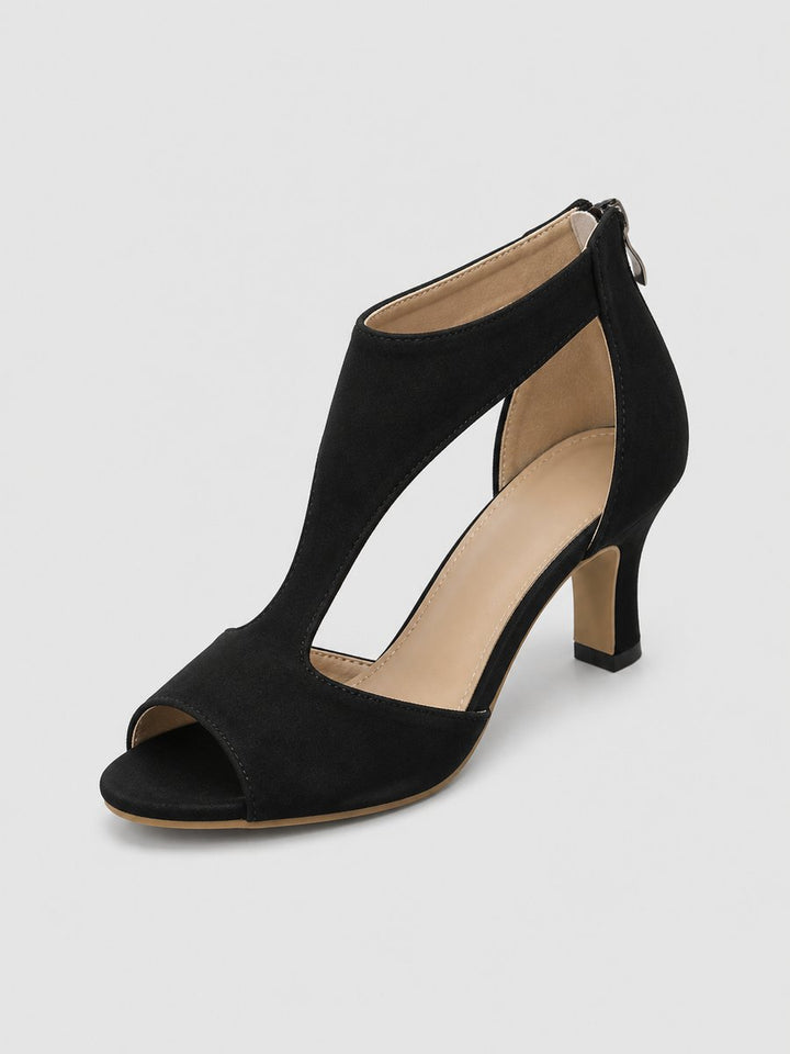 Freya | Women's Open-Toe Block-Heel Ankle Boots Suede-Look Heeled Sandal