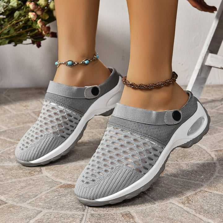 Freya | Women's Slip-On Mesh Trainers Air-Cushion Sole Strap Fastening