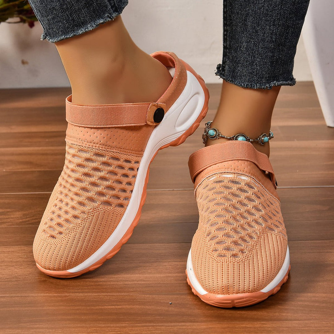 Freya | Women's Slip-On Mesh Trainers Air-Cushion Sole Strap Fastening