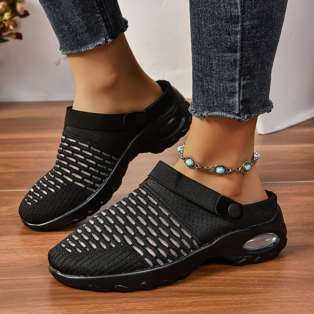 Freya | Women's Slip-On Mesh Trainers Air-Cushion Sole Strap Fastening