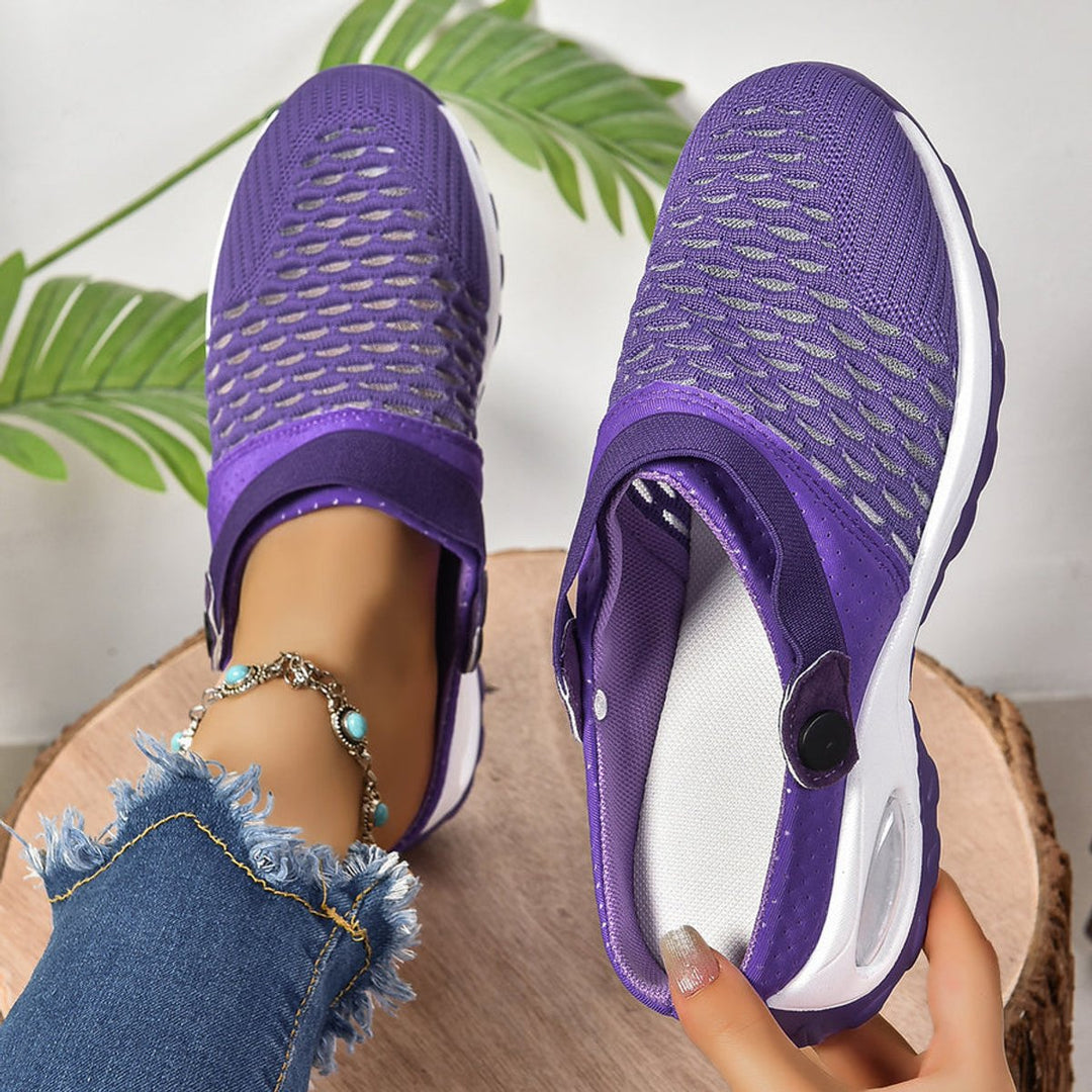 Freya | Women's Slip-On Mesh Trainers Air-Cushion Sole Strap Fastening