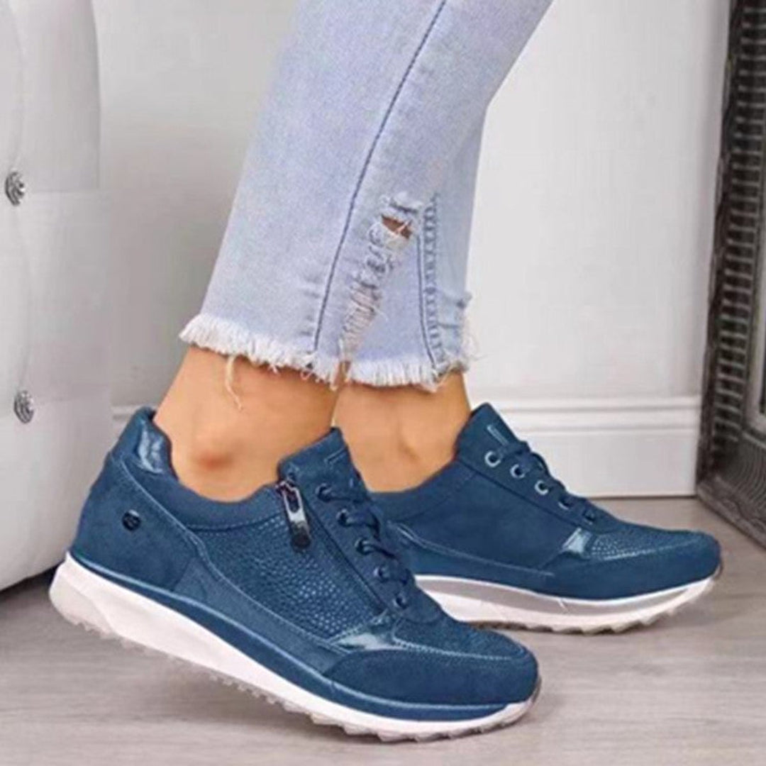 Rosie | Women's Cushioned Lace-Up Trainers Side Zip Non-Slip Sole