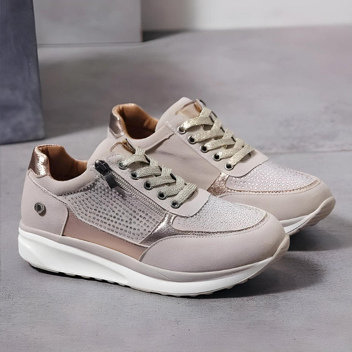 Rosie | Women's Cushioned Lace-Up Trainers Side Zip Non-Slip Sole