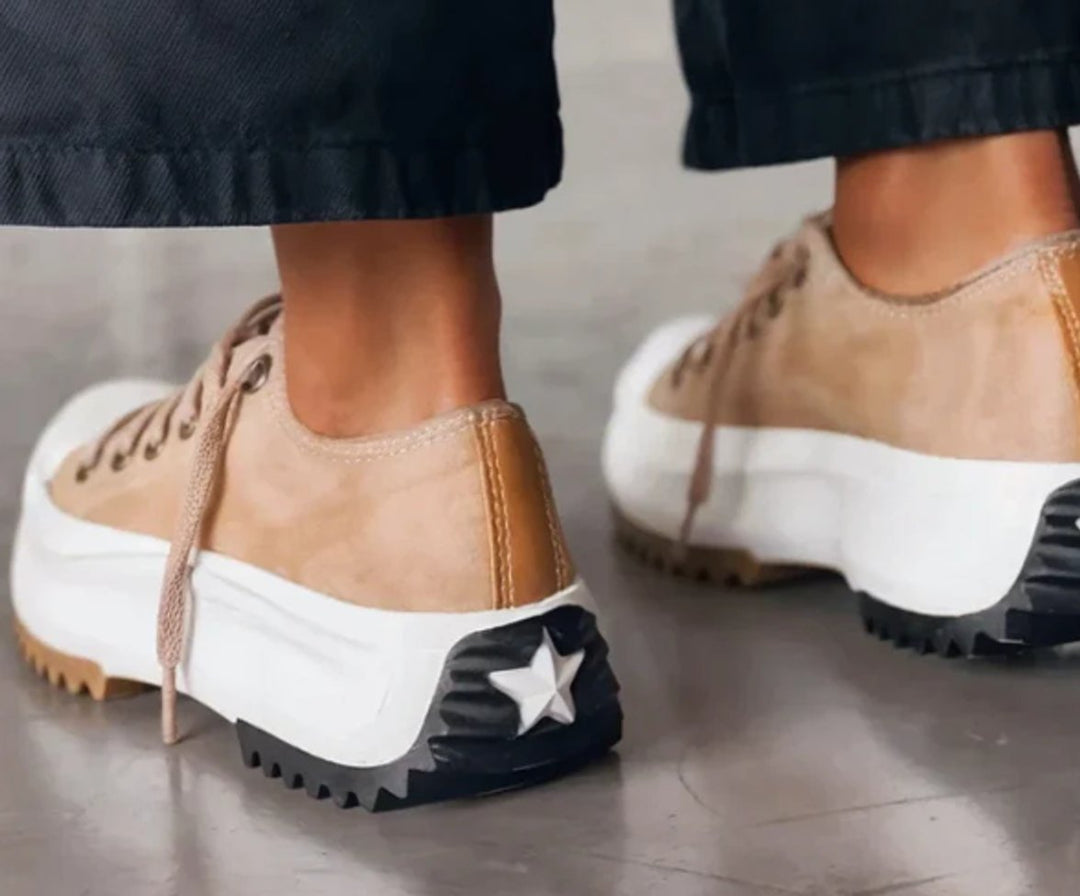 Sophie | Women's Orthopaedic Platform Trainers Lace-Up Canvas Chunky Sole