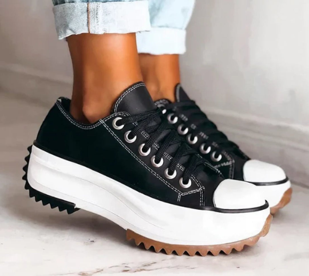Sophie | Women's Orthopaedic Platform Trainers Lace-Up Canvas Chunky Sole