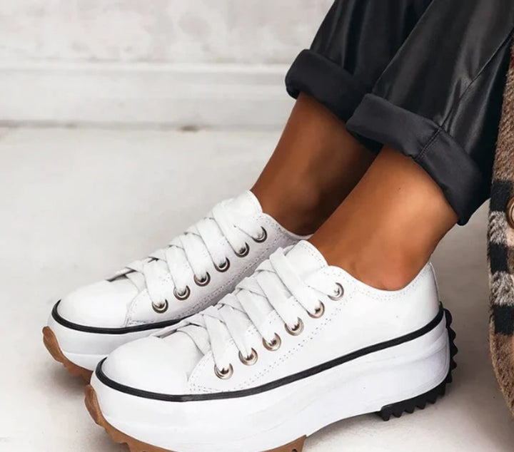 Sophie | Women's Orthopaedic Platform Trainers Lace-Up Canvas Chunky Sole