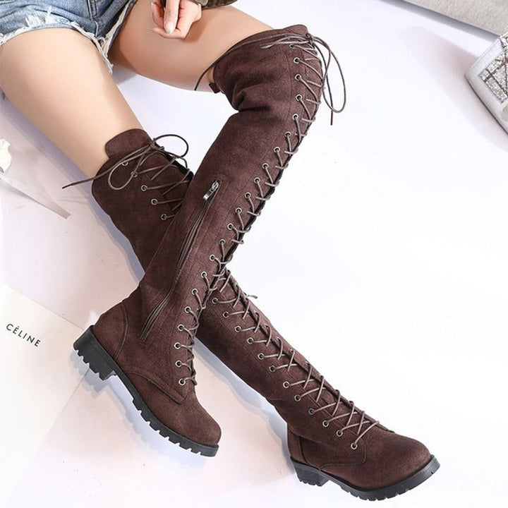 Isla | Women's Over-the-Knee Lace-Up Flat Knee-High Boots