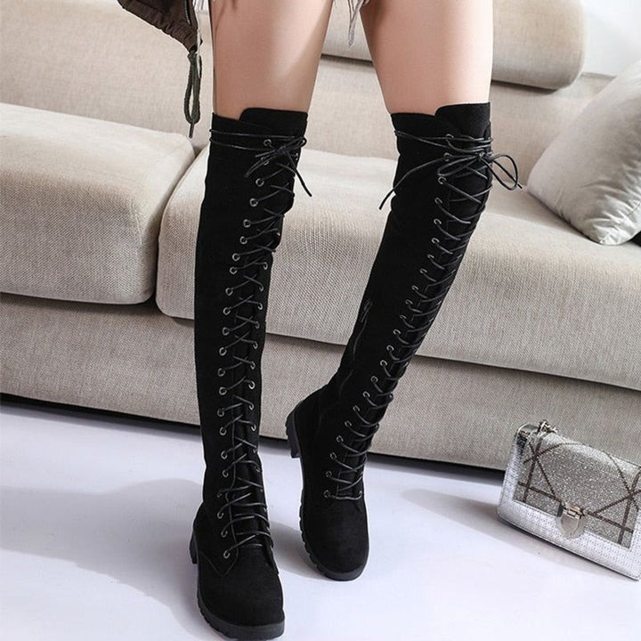 Isla | Women's Over-the-Knee Lace-Up Flat Knee-High Boots