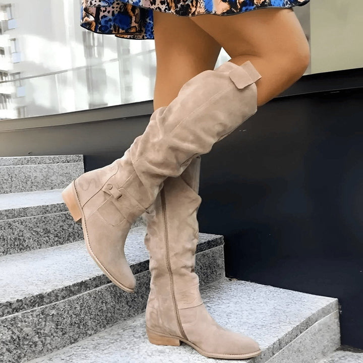Phoebe | Women's Over-the-Knee Slouch Faux-Suede Flat Knee-High Boots