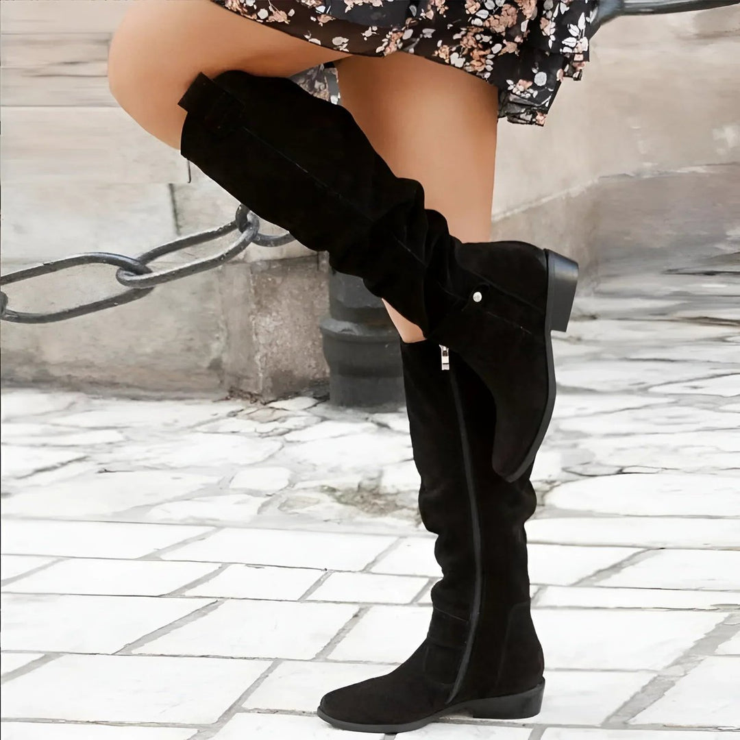 Phoebe | Women's Over-the-Knee Slouch Faux-Suede Flat Knee-High Boots