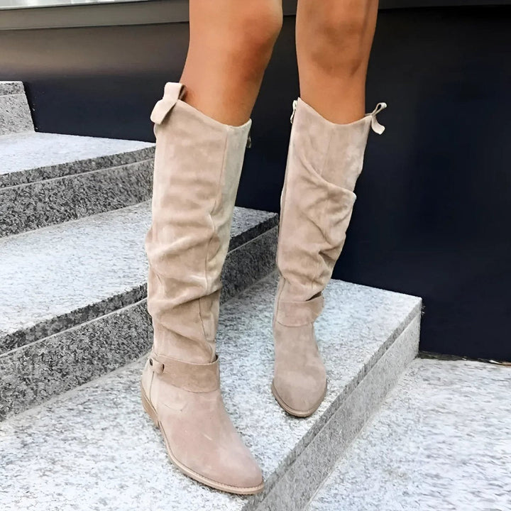 Phoebe | Women's Over-the-Knee Slouch Faux-Suede Flat Knee-High Boots