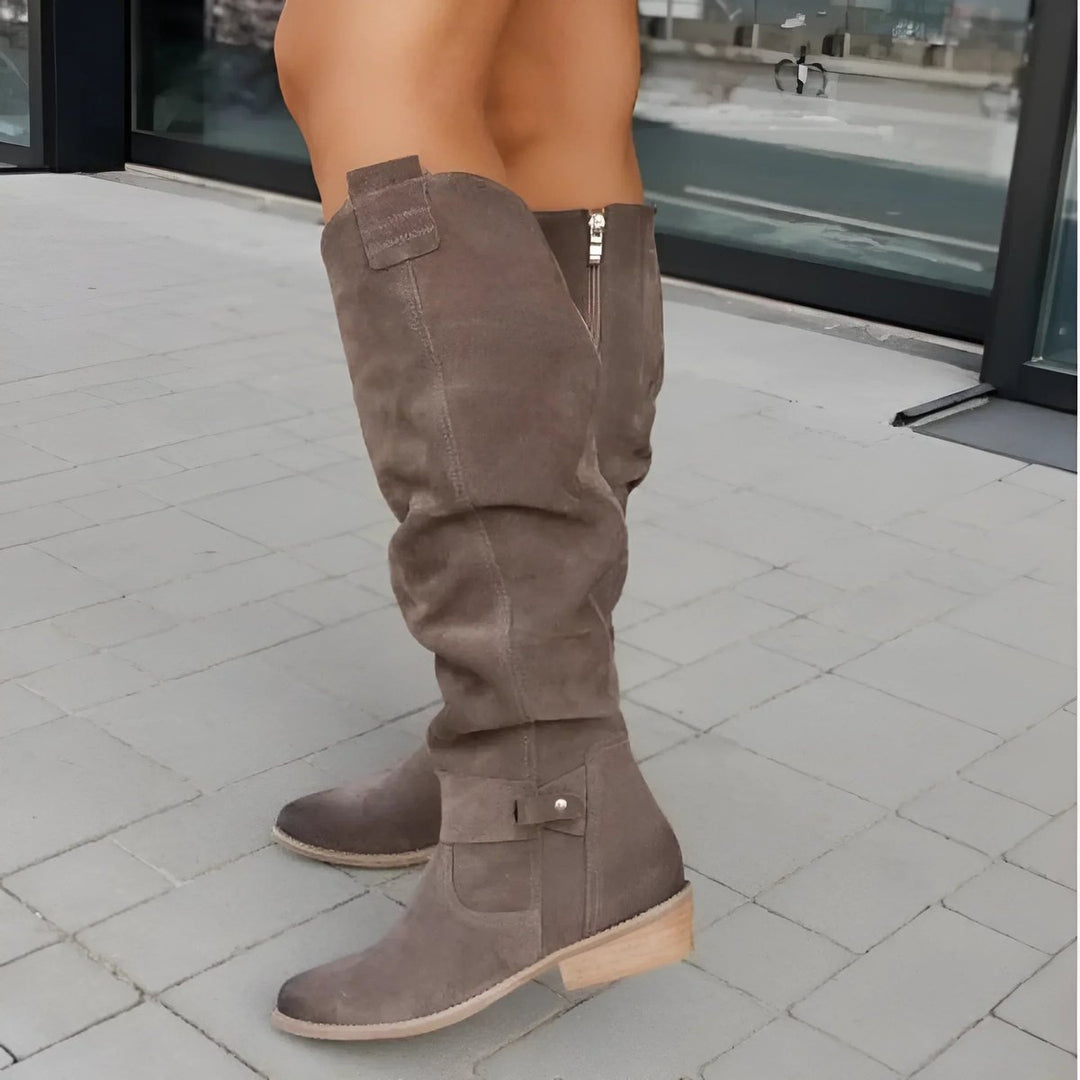 Phoebe | Women's Over-the-Knee Slouch Faux-Suede Flat Knee-High Boots