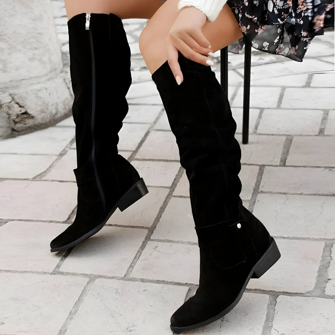 Phoebe | Women's Over-the-Knee Slouch Faux-Suede Flat Knee-High Boots
