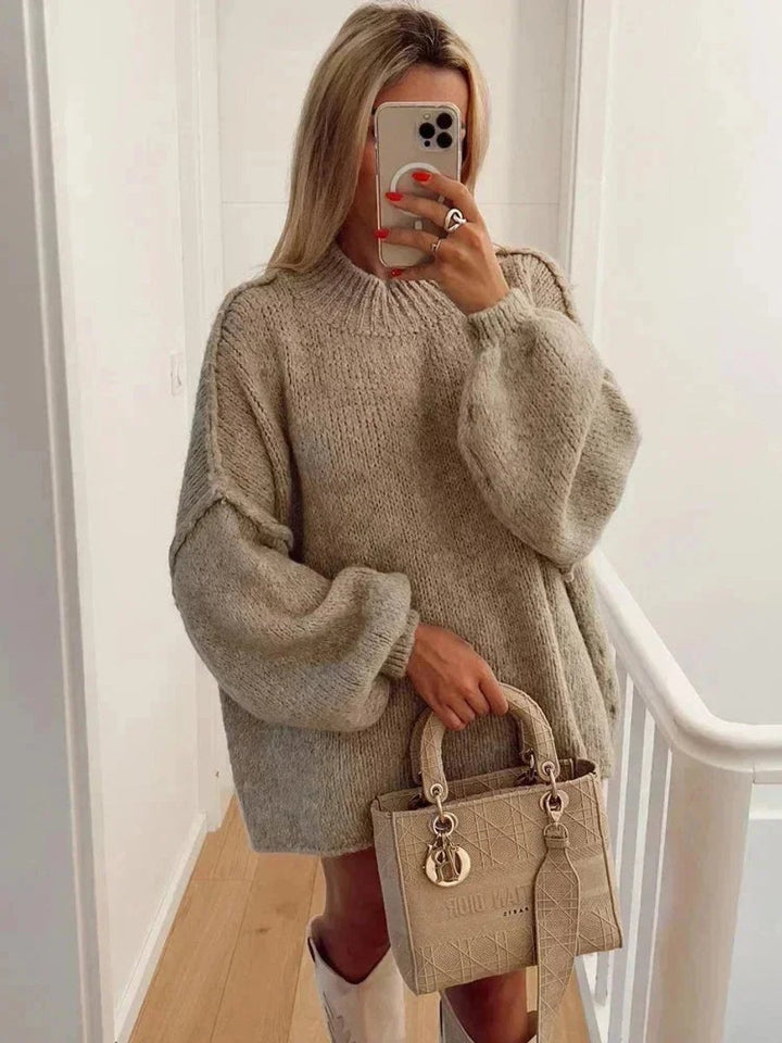 Mia | Women's Oversized Balloon Sleeve Knitted Jumper Dress