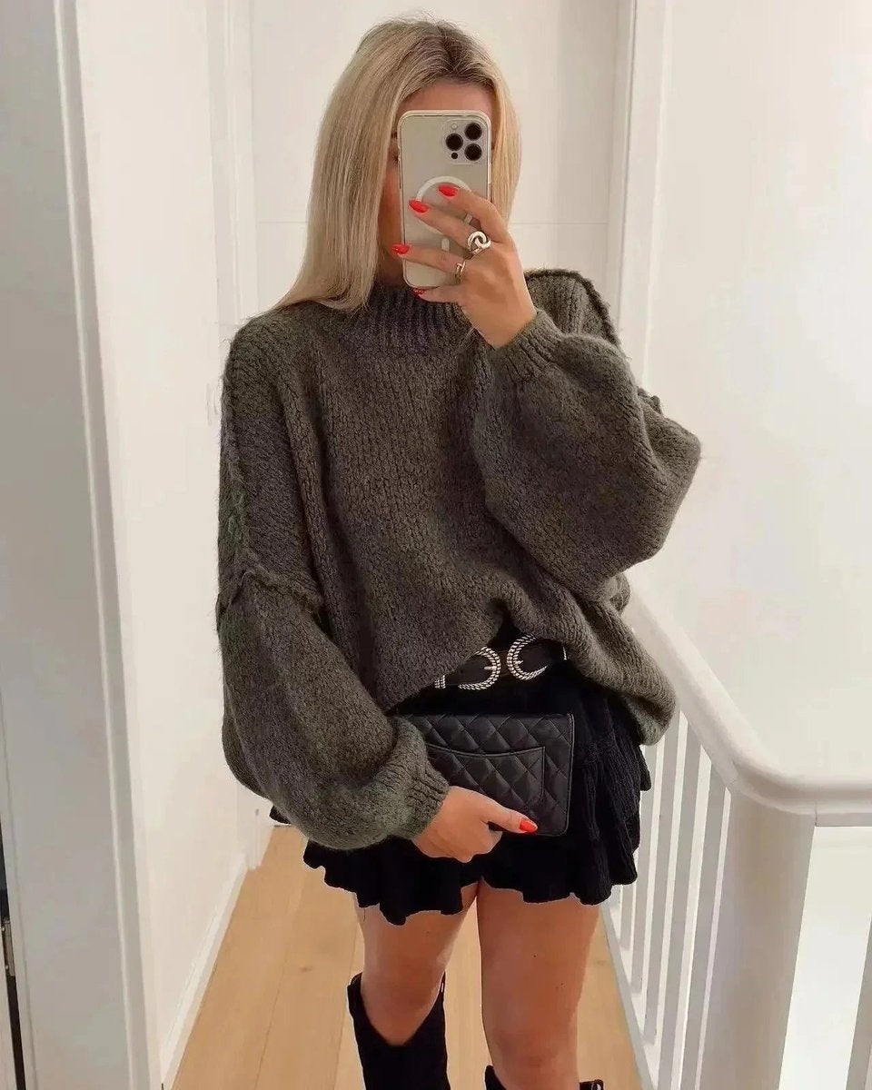 Mia | Women's Oversized Balloon Sleeve Knitted Jumper Dress