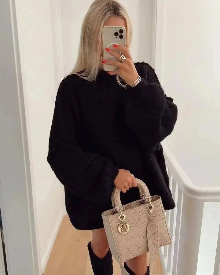 Mia | Women's Oversized Balloon Sleeve Knitted Jumper Dress