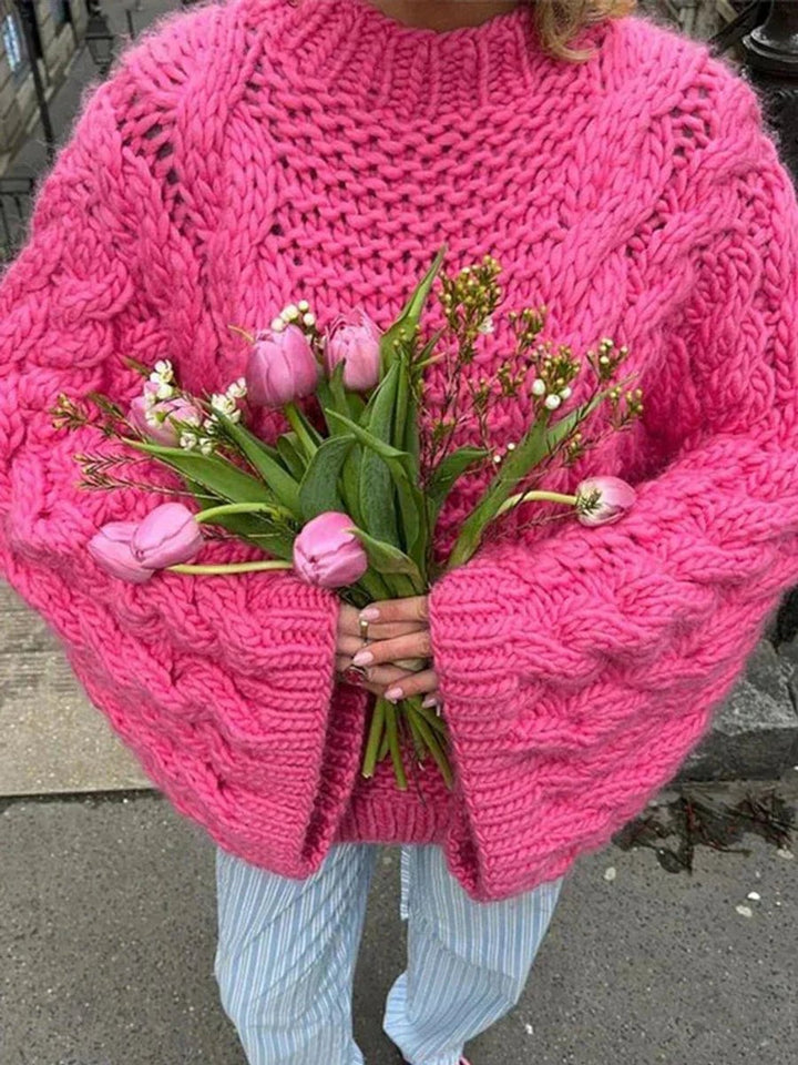 Amelia | Women's Oversized Chunky Cable Knit Jumper Wide Sleeve