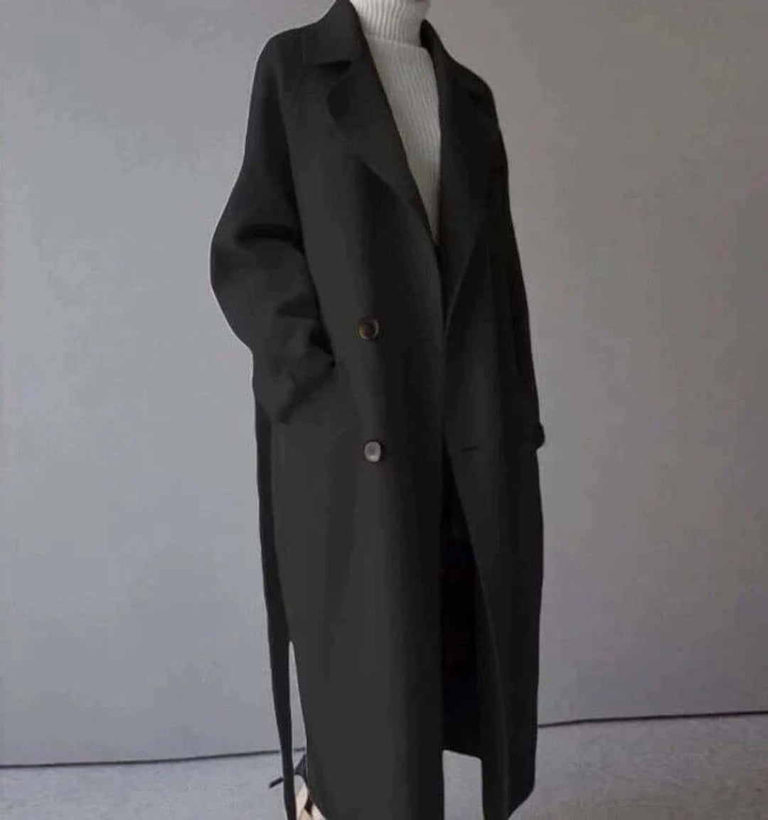 Phoebe | Women's Oversized Double-Breasted Wool Coat Belted Longline