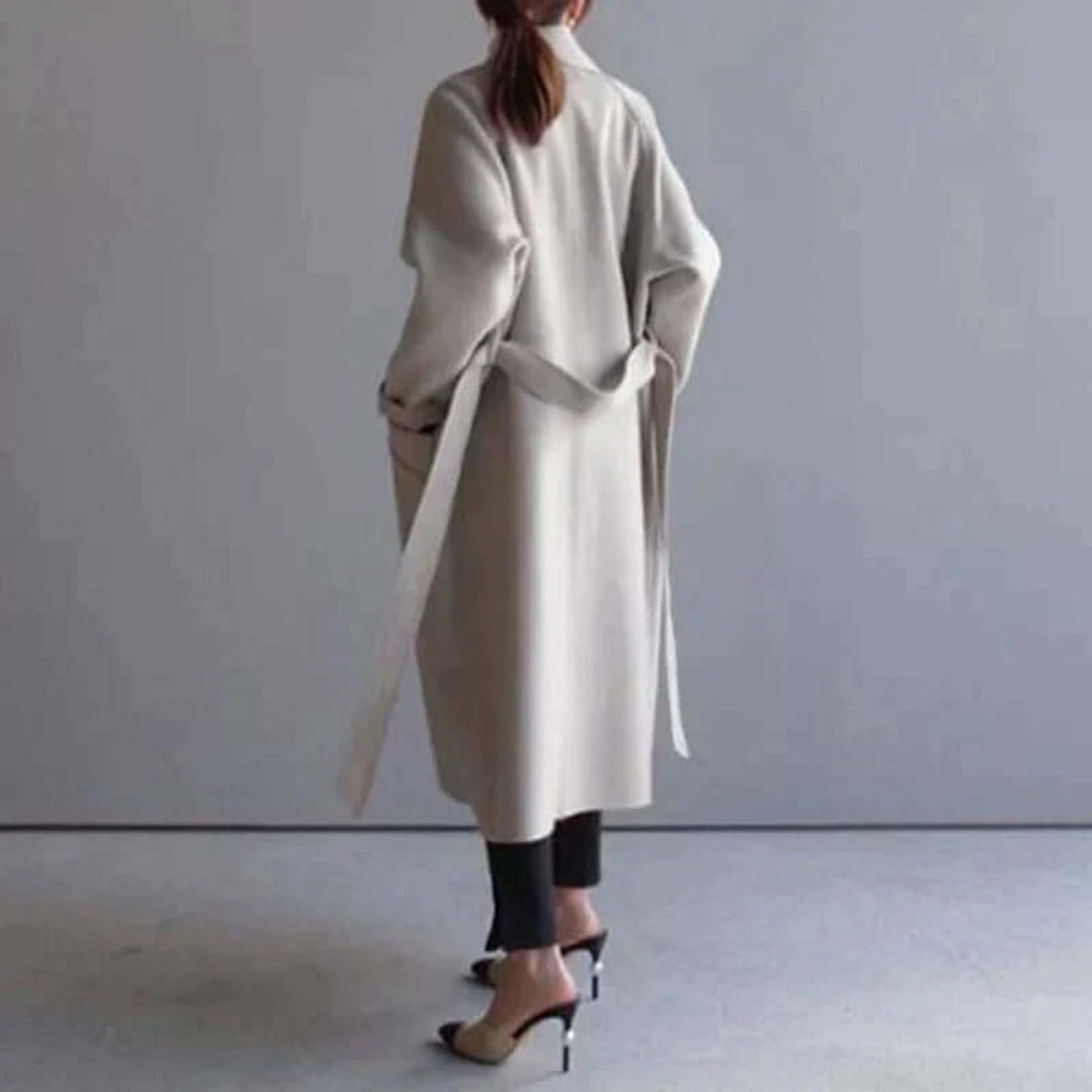 Phoebe | Women's Oversized Double-Breasted Wool Coat Belted Longline