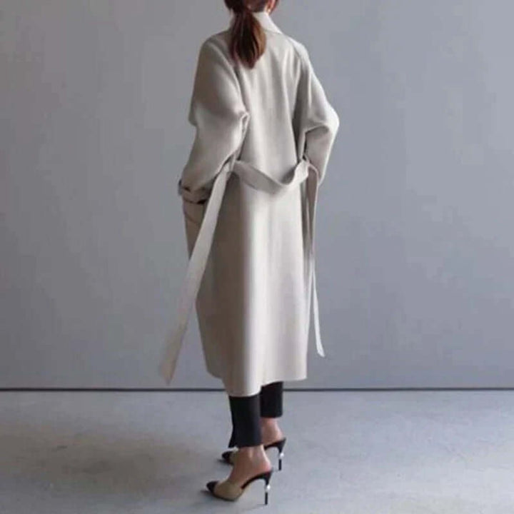 Phoebe | Women's Oversized Double-Breasted Wool Coat Belted Longline