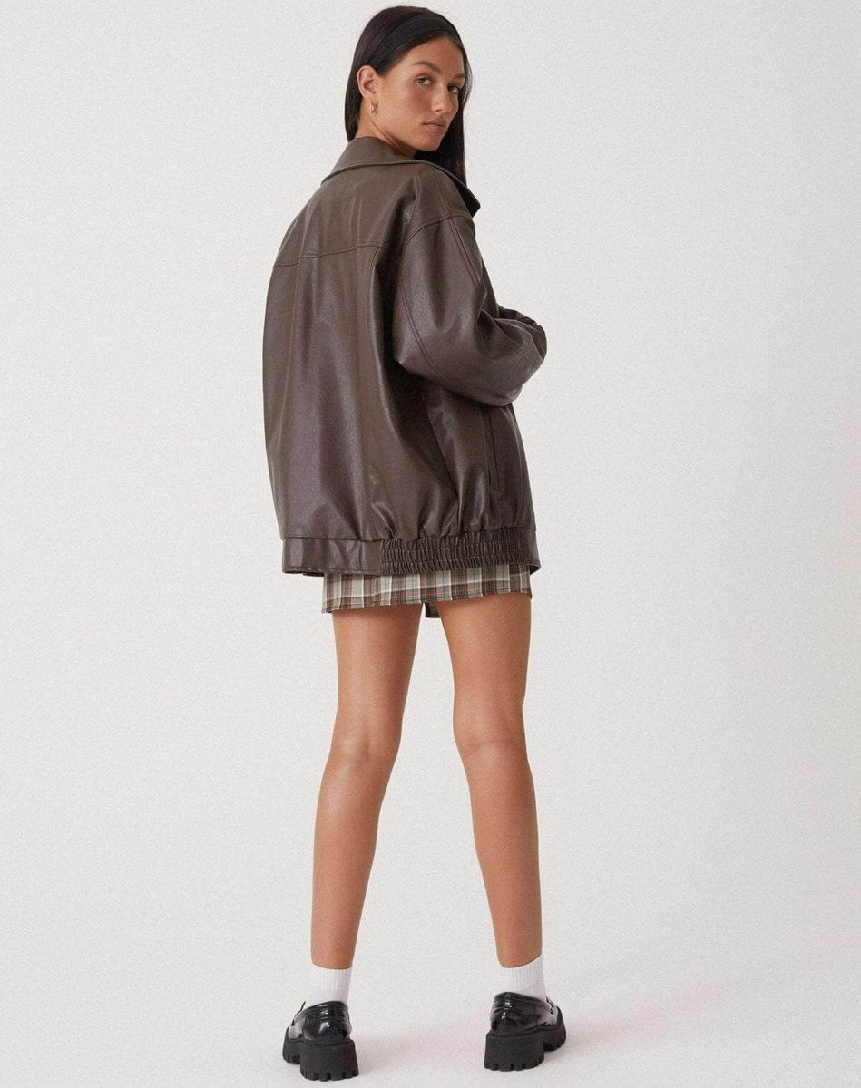 Mia | Women's Oversized Faux Leather Ladies Puffer Jacket Zip-Up Coat