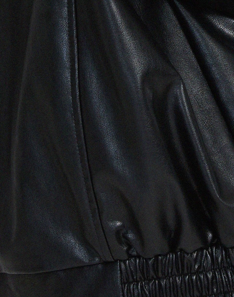 Mia | Women's Oversized Faux Leather Ladies Puffer Jacket Zip-Up Coat