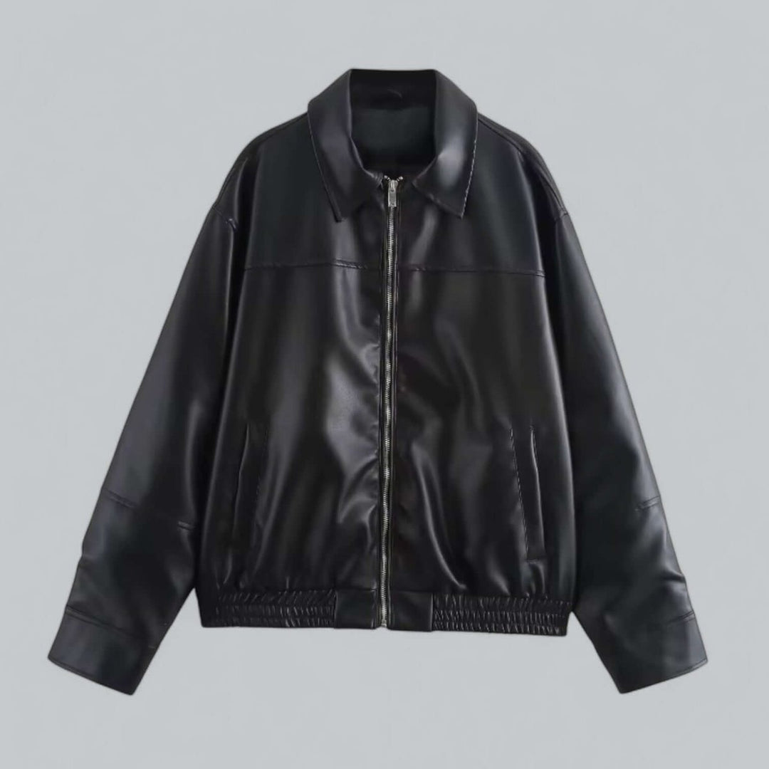 Willow | Women's Oversized Faux Leather Zip-Up Bomber Coat