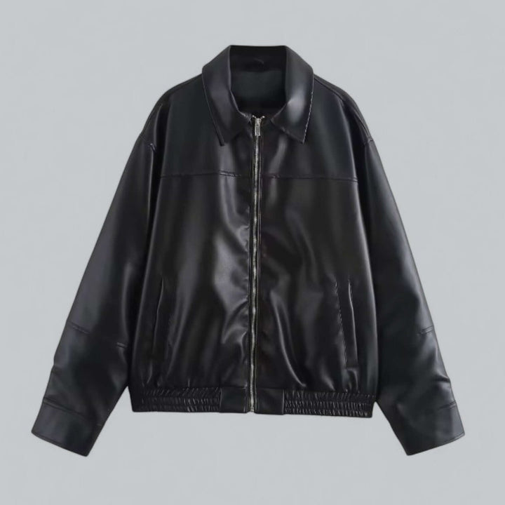 Willow | Women's Oversized Faux Leather Zip-Up Bomber Coat