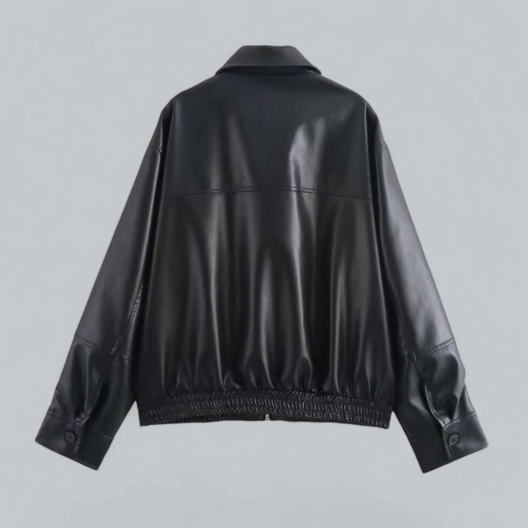 Willow | Women's Oversized Faux Leather Zip-Up Bomber Coat